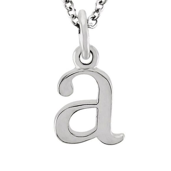 The Abbey Lower Case Initial 'a' Necklace in 14k White Gold, 16 Inch - Picture 2 of 4